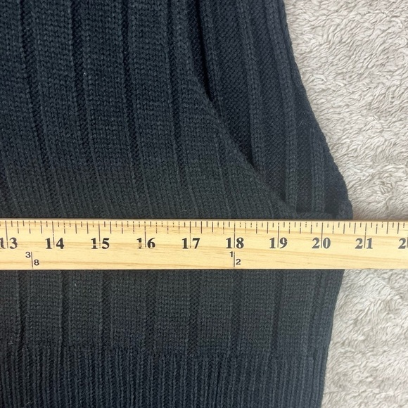 Vintage witchy whimsigoth Black Sleeveless Knit Cardigan Medium Ruffled Ribbed - Picture 12 of 12